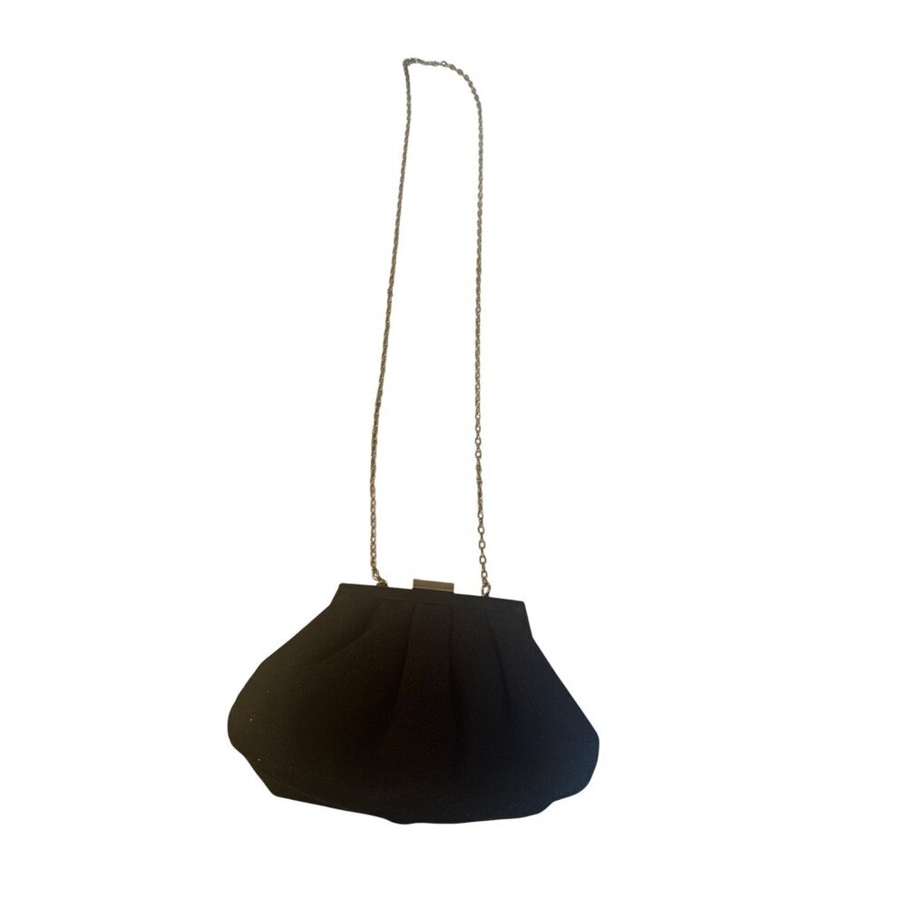 Vintage La Regale Black SparkleEvening Bag Chain Strap Pleated Design
